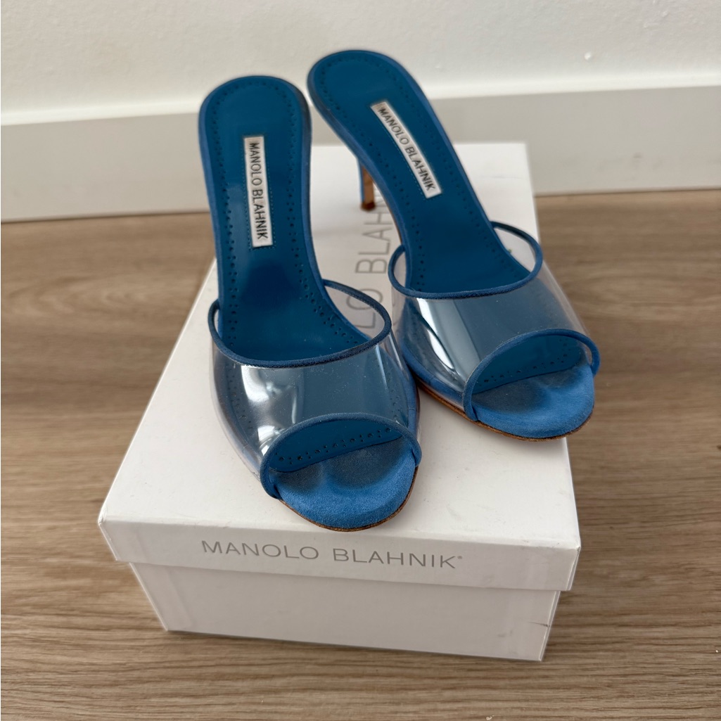 Manolo Blahnik Blue Open-Toe Heels